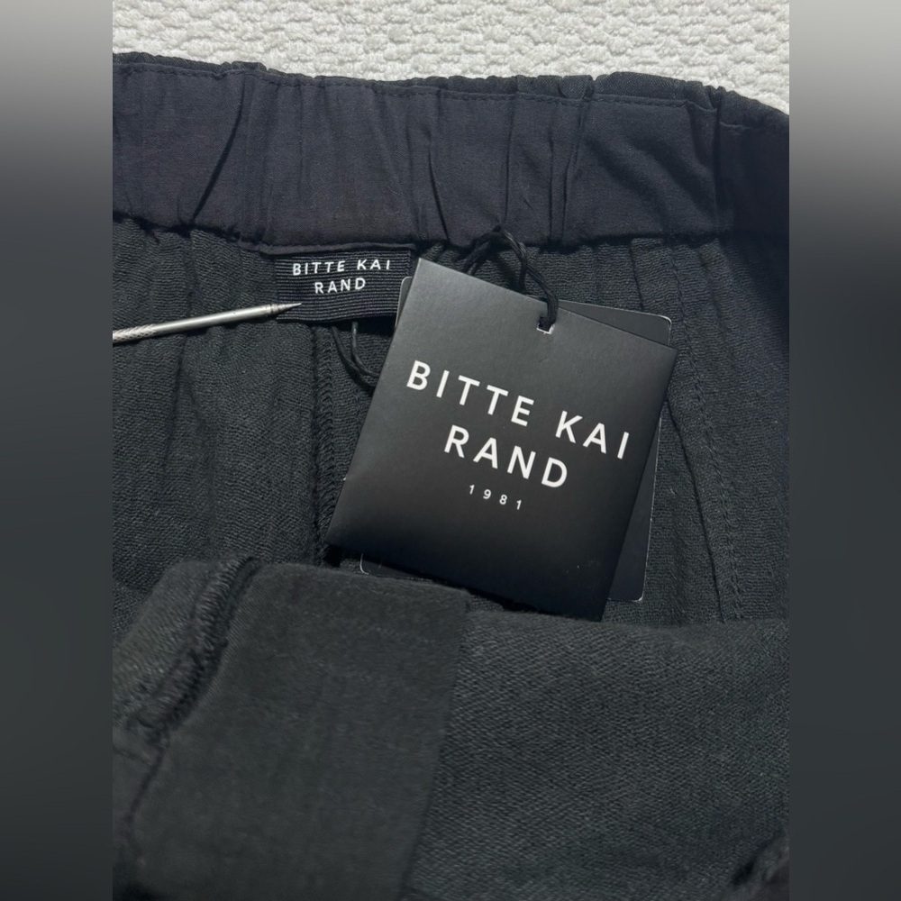 Bitte Kai Rand Size M Black Linen Blend Wide Legs High Rise Cullotte Pants - Picture 4 of 16